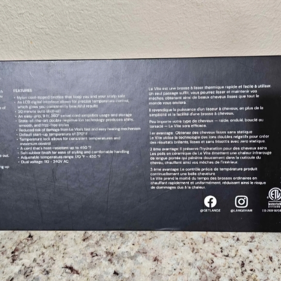 L'ange Levite Black Hair Brush Straightener - Picture 2 of 8